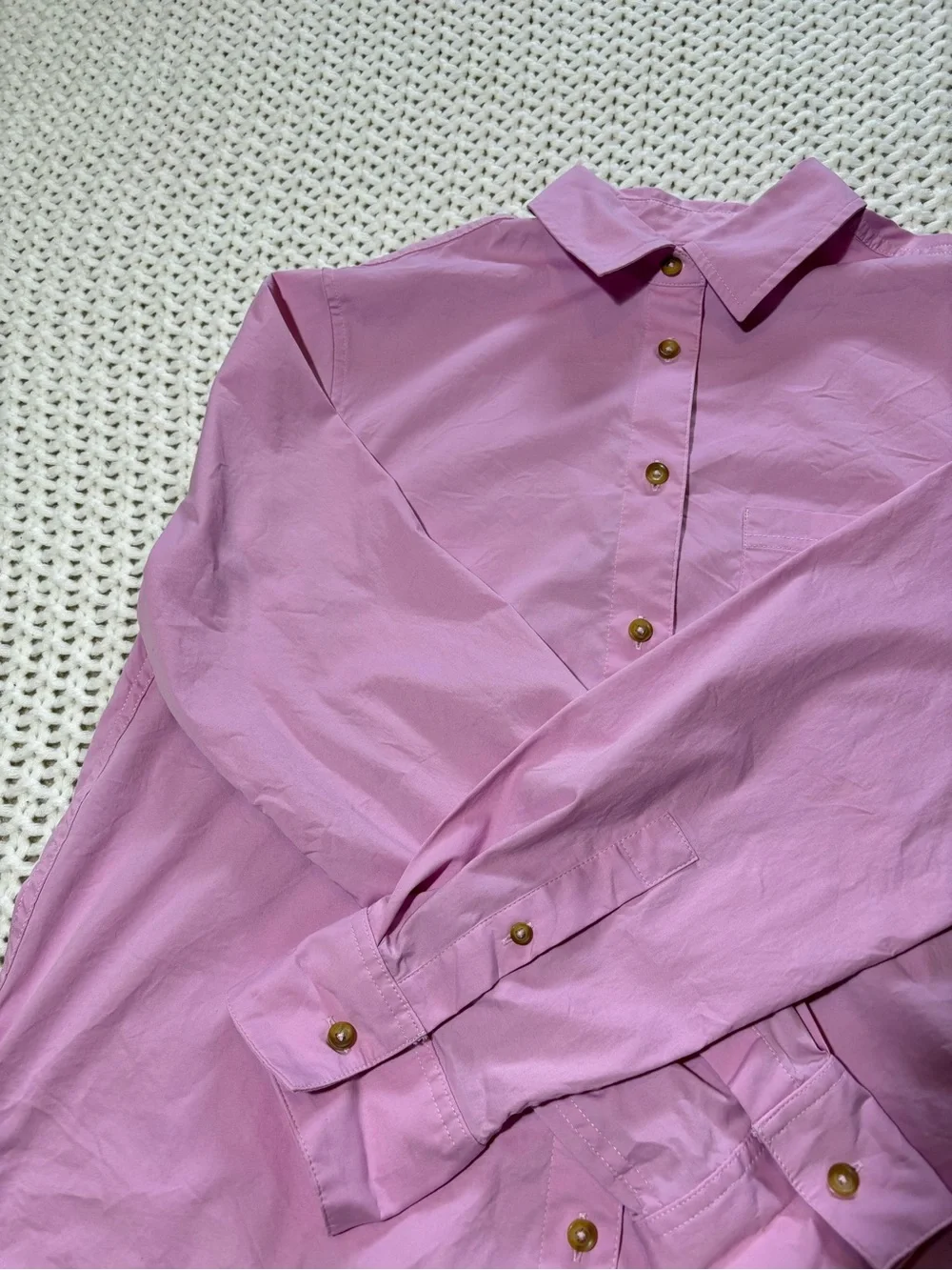 lululemon vita pink cotton blend poplin button down shirt size small